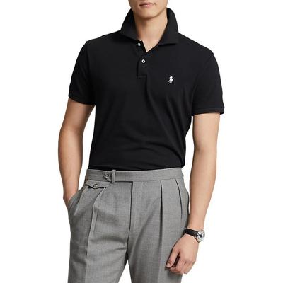 Polo Однотонная футболка поло с вышивкой логотипа, повседневная, с коротким рукавом, мужская, топы, черная 710565916-049