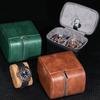 Кожаный органайзер для часов, дорожная сумка для хранения, роскошный ретро-чехол из коровьей дермы, упаковка для часов, портативный дисплей