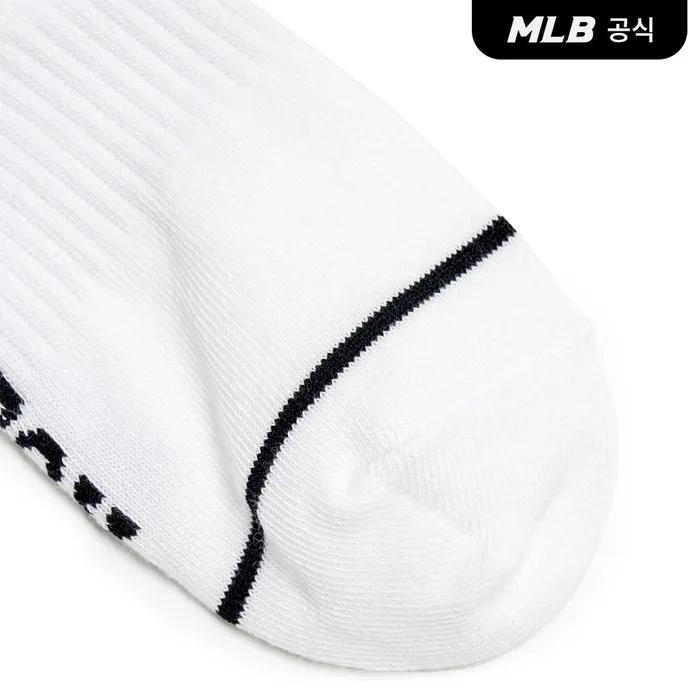 [MLB] Striped Small Logo Ankle Socks 3-Pair Set MLB (White)