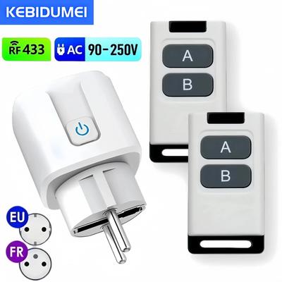 Универсальный пульт дистанционного управления Мини электрические розетки 433МГц РЧ умная вилка 220В 15А Одинарные розетки Выключатель для бытовой техники светодиод