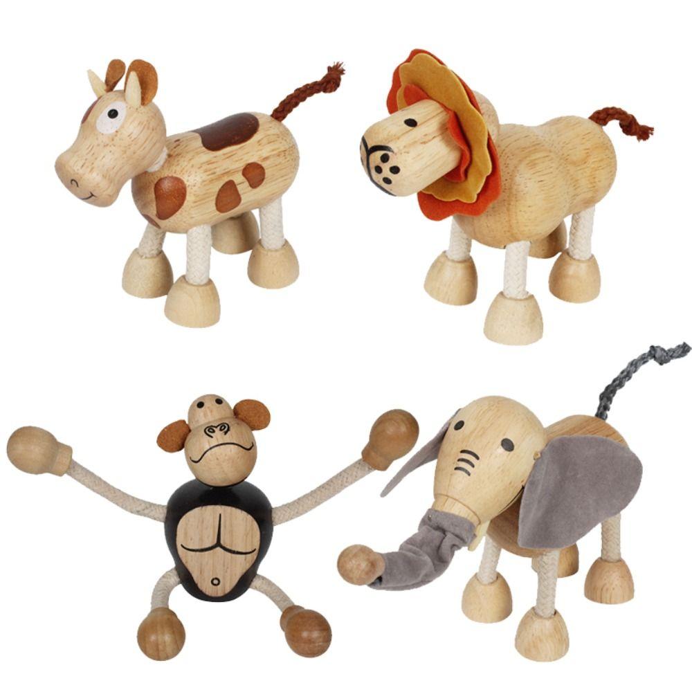 Giraffe Lion Simulation Animal Model Movable Joint Bendable Wild Animal Figure  Children Toys