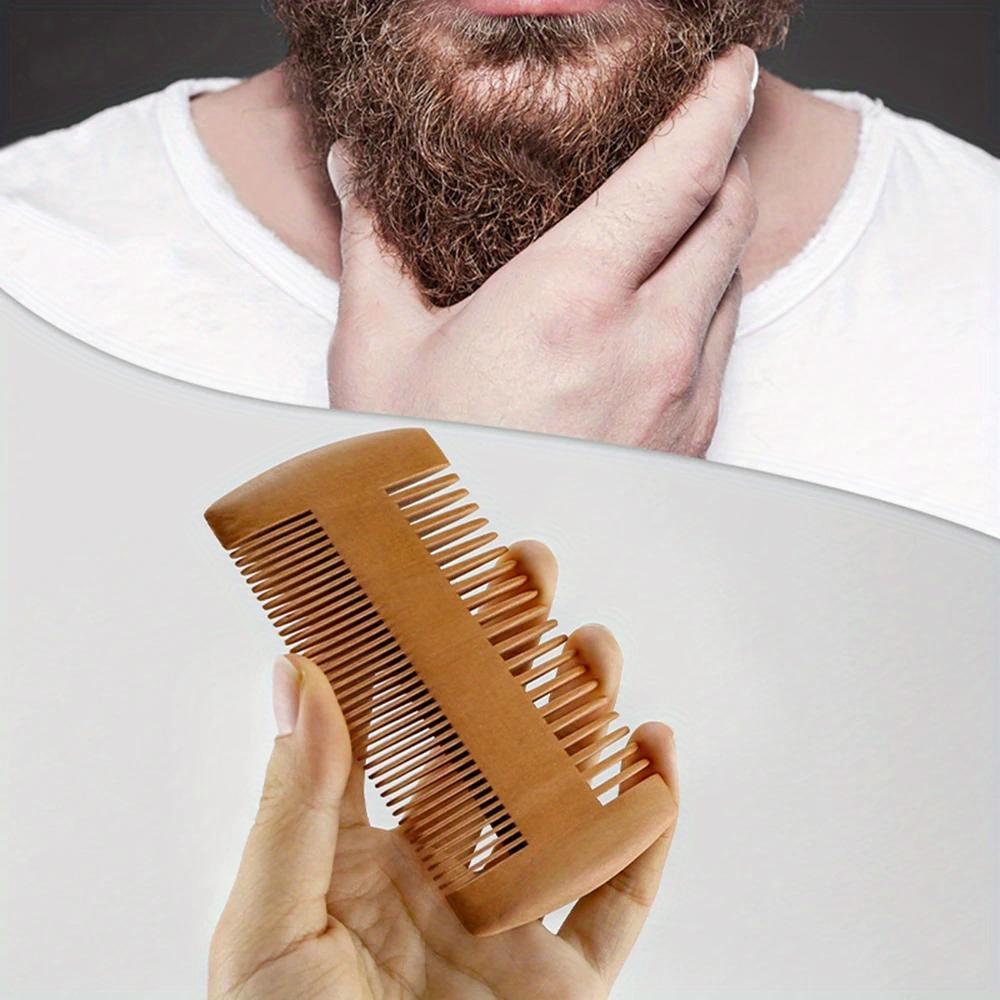 Pear Wood Double Sided Beard Comb Wide Fine Teeth Wooden Hair Styling Tool For Men Beard Care