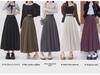 Women's High-Waist Gray Wool A-Line Skirt - Autumn/Winter Pleated, Elegant Slim-Fit.