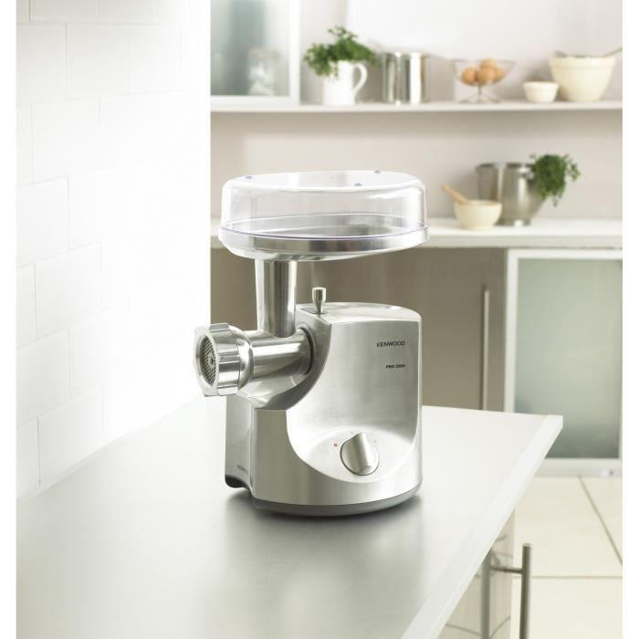 Meat Grinder - KENWOOD MG700 - 2000W - 3kg/min - 3 Grids - 2 Adapters - Brushed Aluminum