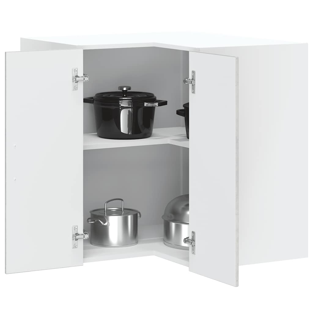 Kalmar Corner Wall Mounted Kitchen Cabinet Concrete Grey Particleboard