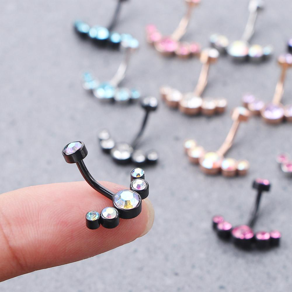 Party Bar 316L Surgical Steel Gifts Women Body Jewelry Belly Button Ring Crystal Curved Navel Ring