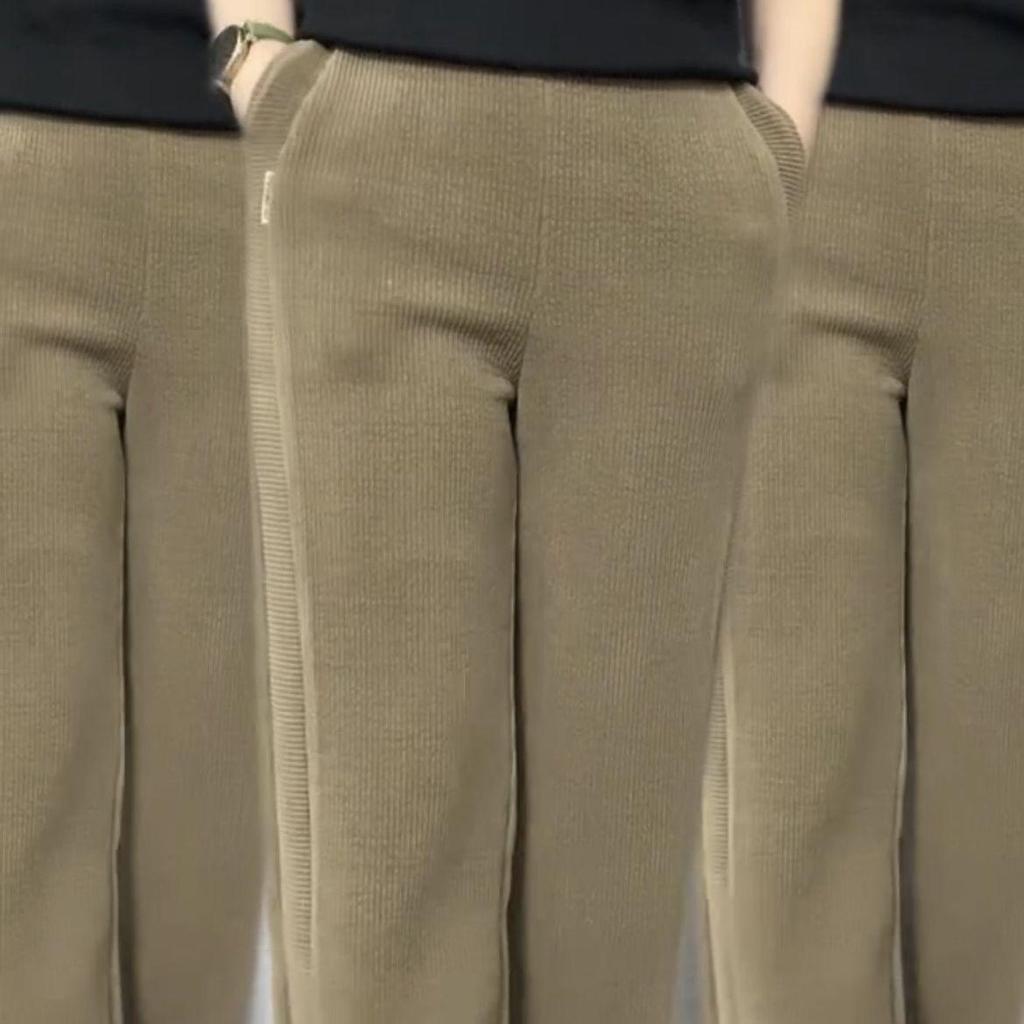 Женские брюки с высокой посадкой, на флисовой подкладке, прямого кроя, осенне-зимняя мода, утолщенные для тепла, стройнящие, свободного повседневного кроя