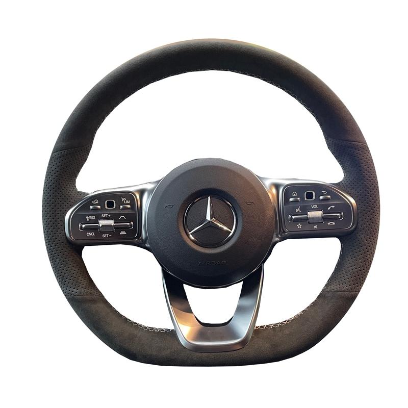 Для Mercedes-Benz S-Class W222 GLC A-Class W177 C-Class W205 E-Class W213 Черная замшевая чехол на руль автомобиля, сшитый вручную