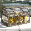 Vintage Transparent Pirate Treasure Storage Box Organizer Earrings Crystal Gem Jewelry Trinket Women Jewelry Display Travel Case