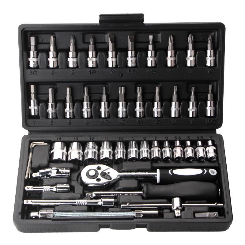 46-Piece Socket Wrench & Ratchet Screwdriver Set for Auto Repair