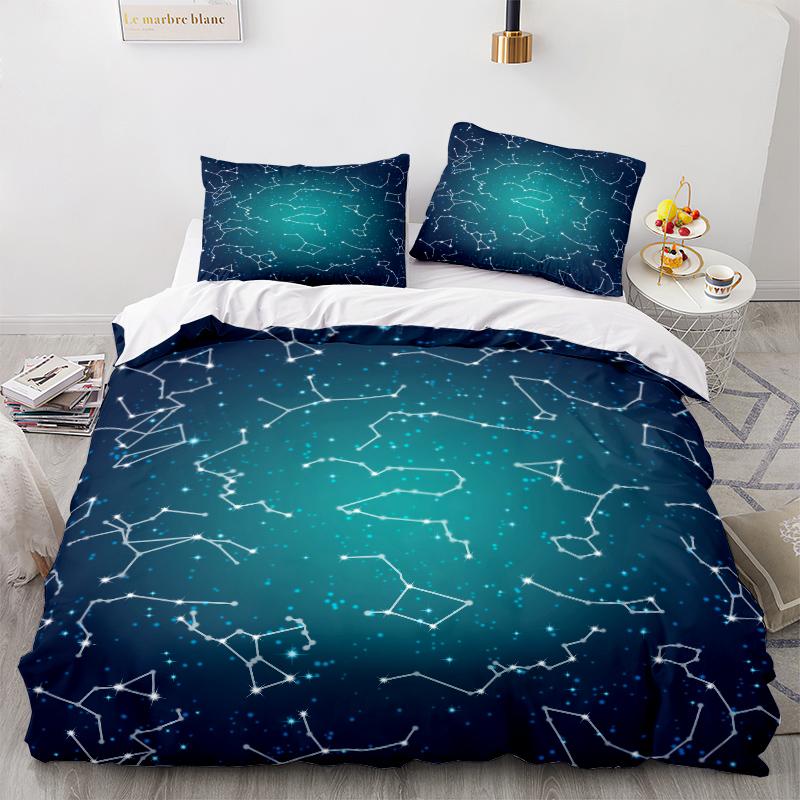 3D Home Bedding Universe Star Sky Quilt Cover Queen King Full Size Twin Planet Print Adult Children's Quilt Cover and Pillowcase Bedding