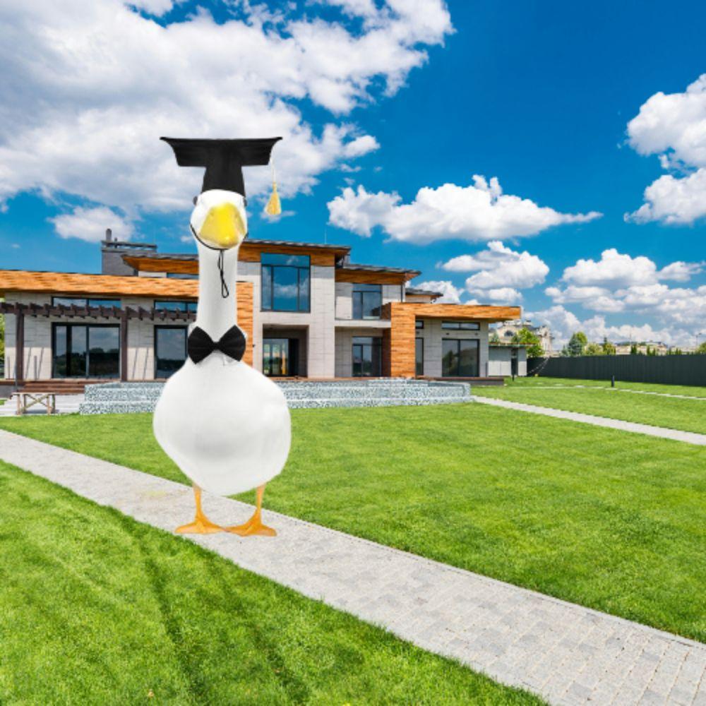 Костюм статуи гуся с кепкой и галстуком-бабочкой, милый домашний гусь, одежда для двора, украшение двора на открытом воздухе