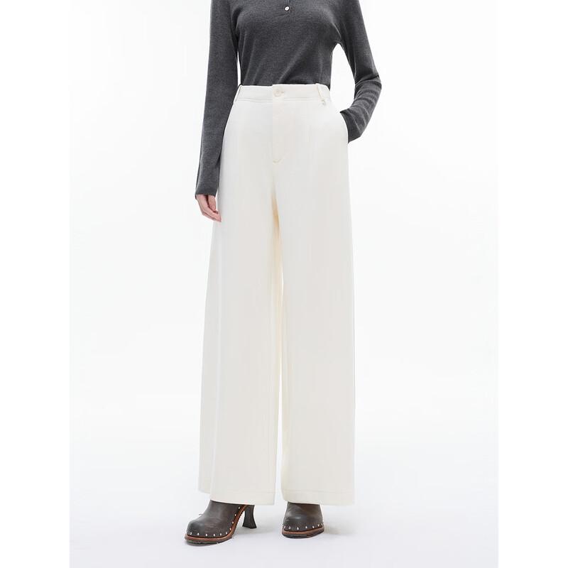 ELLE Women's French Style High-Waist Wide-Leg Pants
