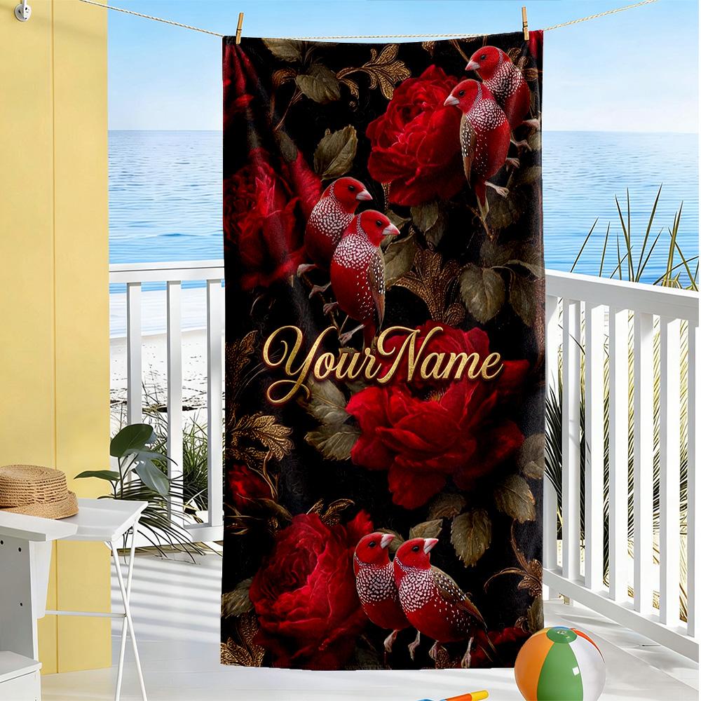 Rose Customize Text Beach Towel Soft Durable Quick-Dry Portable for SwimmingBeachCamping Travel Beach AccessoriesGym