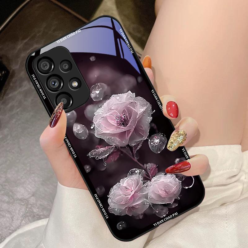 Чехол из закаленного стекла с рисунком «Капля росы» белого цвета для Samsung Galaxy S10 4G S20 11E 30 S21 21Fe 22 S24 Pro S23 Ultra 5G S8 S9