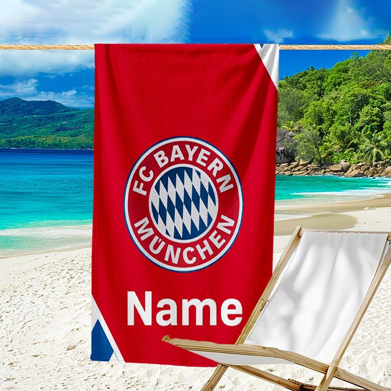 Custom Name Ultrasoft Beach Towel With Bayern Munich Themeideal For Pool Camping Diving Perfect Travel Essential Vibrant Beach Towel