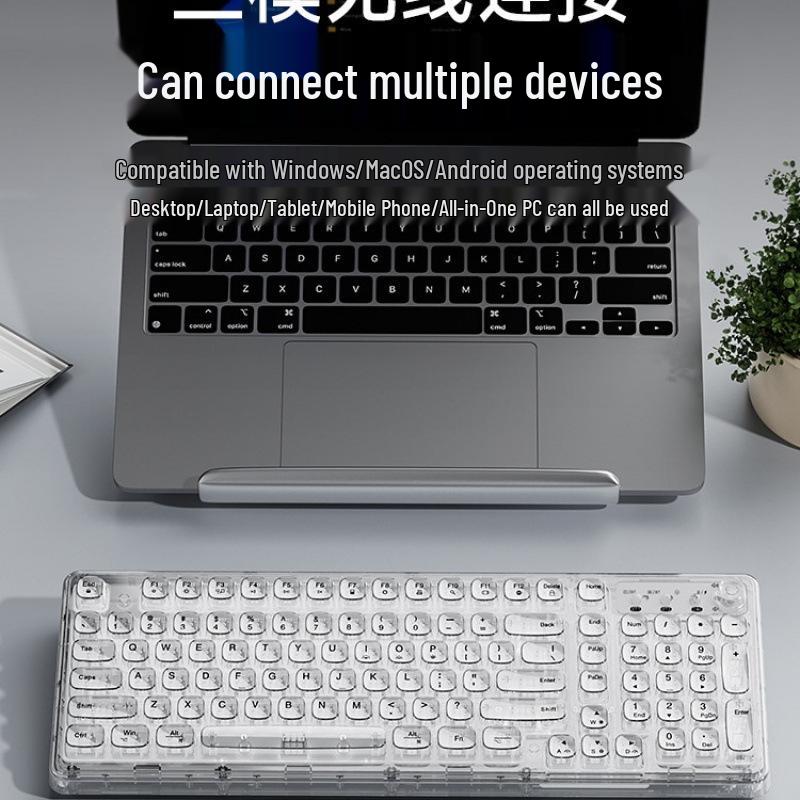 Прозрачный Хрустальный Беспроводной Bluetooth Набор Клавиатуры и Мыши Z99 - Механический и Стильный для Девочек и Офиса