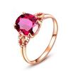 18K Rose Gold Plated Pigeon Blood Red Tourmaline Open Ring with Diamonds for Women