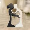 Abstract Couple Wood Ornament Man Woman Silhouette Statue Harmony Between Couple Desk