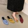 Thick Heel Pinch Foot Flip-flop Shoes Women's Shoes Wear Red with Skirt Sandals