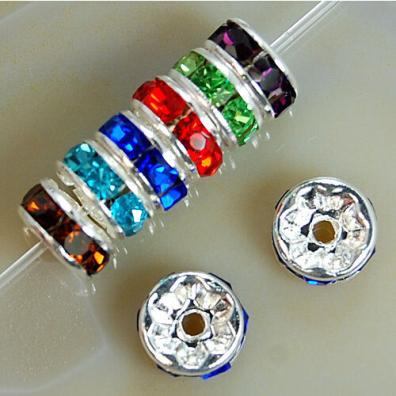 100Pcs 4/6/8/10mm Metal Crystal Beads Rhinestone Rondelle Spacer Beads For Jewelry Making Bracelet Necklace DIY Accessories