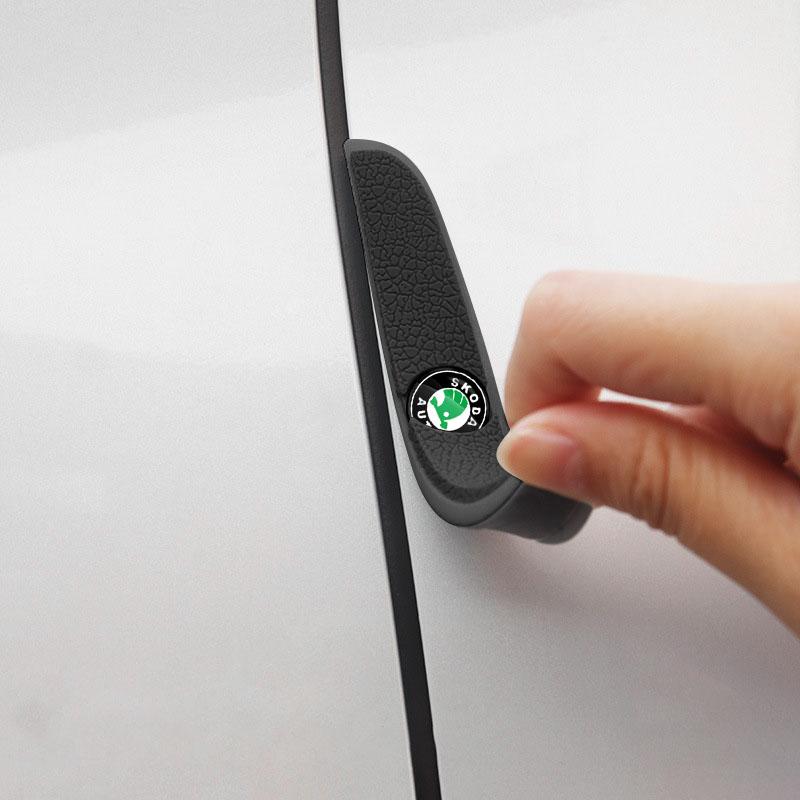 4pcs Car Door Anti-Collision Strip Rearview Mirror Protection Sticker for Skoda Fabia Kodiaq Kamiq Superb Yeti Octavia Enyaq Rapid Karoq Derivati