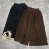 Японский вельветовый грибок отделка широкие брюки осенние кружева пэчворк повседневные брюки женские