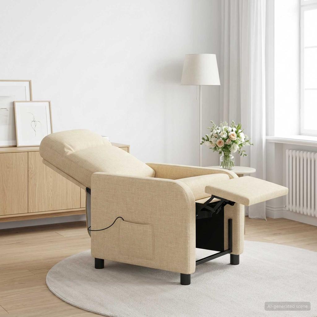 Massage Recliner Cream Fabric