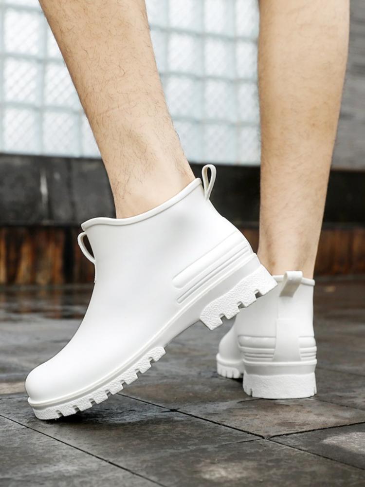 Rain Shoes Men's Non-slip ,Waterproof Shoes Outdoor Fashion Wear-resistant Plastic Shoes Winter Cotton Warm Short Rain Boots Men