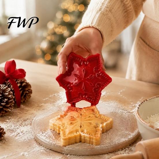 Baking Tools for Christmas Hand Press Pie Mold, Plastic Pastry Dough Cookie Molds Kids Neatly Cut Cutters DIY Holiday Treats Kitchen