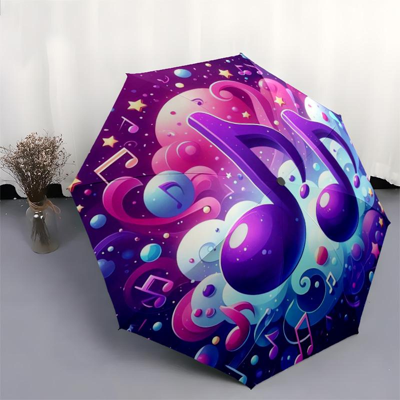 1pc Music Notes Fantasy Background Umbrella with Plastic Handle,Suitable for All Seasons Home Travel Outdoor UmbrellaDD195