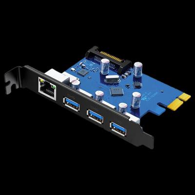 Ugreen Гигабитная сетевая карта PCI-E с 3-портовым USB 3.0 концентратором (Китайская версия)