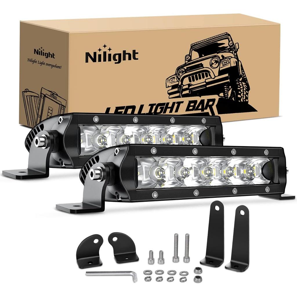 Nilight 2 шт. 7-дюймовые сверхтонкие светодиодные прожекторы, 30 Вт 3600 лм, точечный луч, для внедорожного вождения, противотуманные фары с 2 вариантами крепления для грузовика, внедорожника, квадроцикла, UTV,
