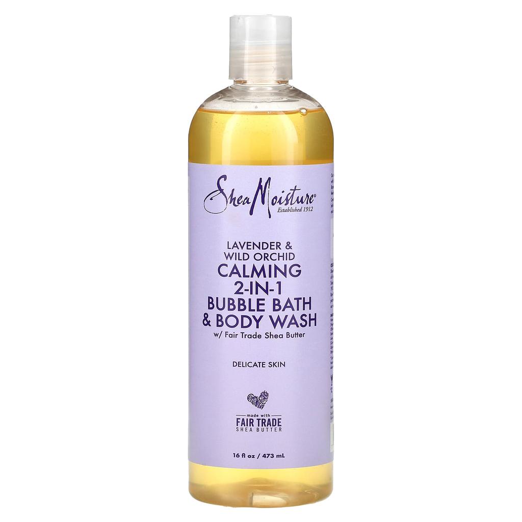 SheaMoisture Calming 2-in-1 Bubble Bath & Body Wash, Lavender and Wild Orchid, 16 Fl Oz (473 Ml)