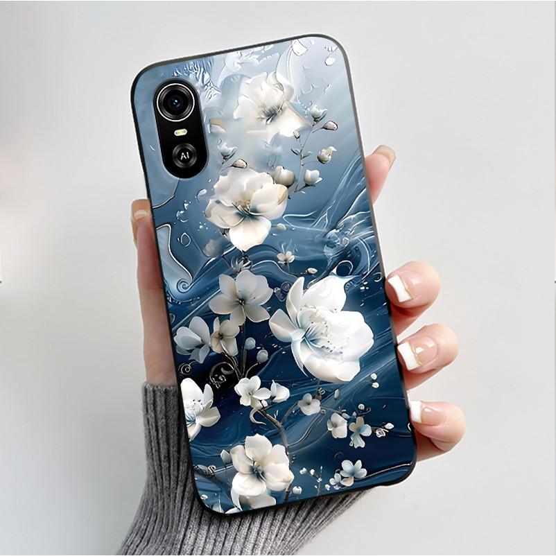 Для чехлов на телефон ZTE Blade A33S Мягкая силиконовая задняя крышка Для ZTE Blade A 33 S Чехол Модный Цветок Черный ТПУ Оболочка Coque A33S Capa