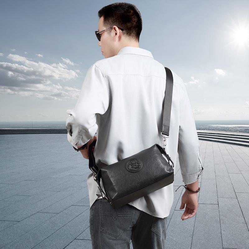 Модная мужская вертикальная сумка-мессенджер из натуральной кожи — вместительная, многофункциональная сумка через плечо с первым слоем из коровьей кожи.