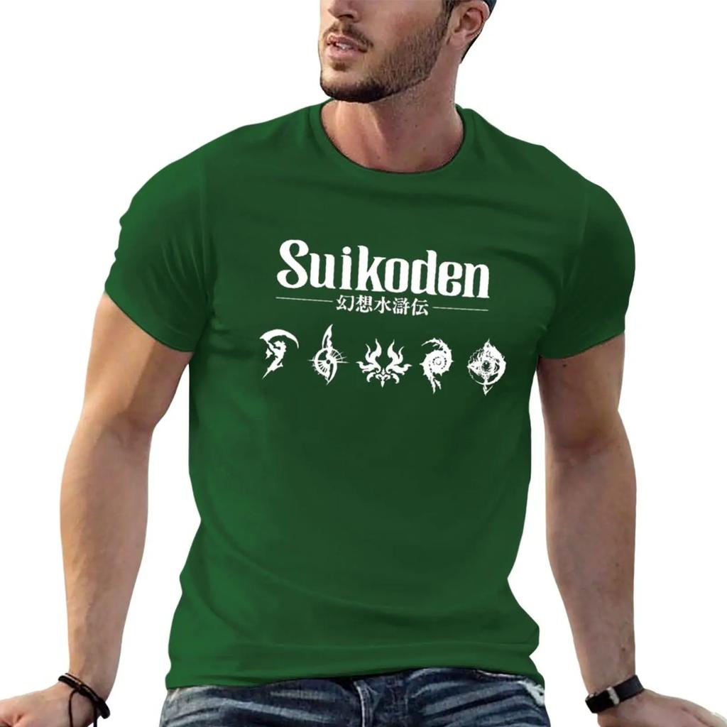 Футболка Suikoden с Рунами Короткий рукав Быстросохнущая футболка Эстетичная одежда футболки мужские