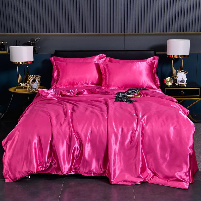 Luxury Blending Natural Mulberry Silk Duvet Cover Set with Fitted Sheet High-end Satin Silky King Size Bedding Set Queen Bed Set