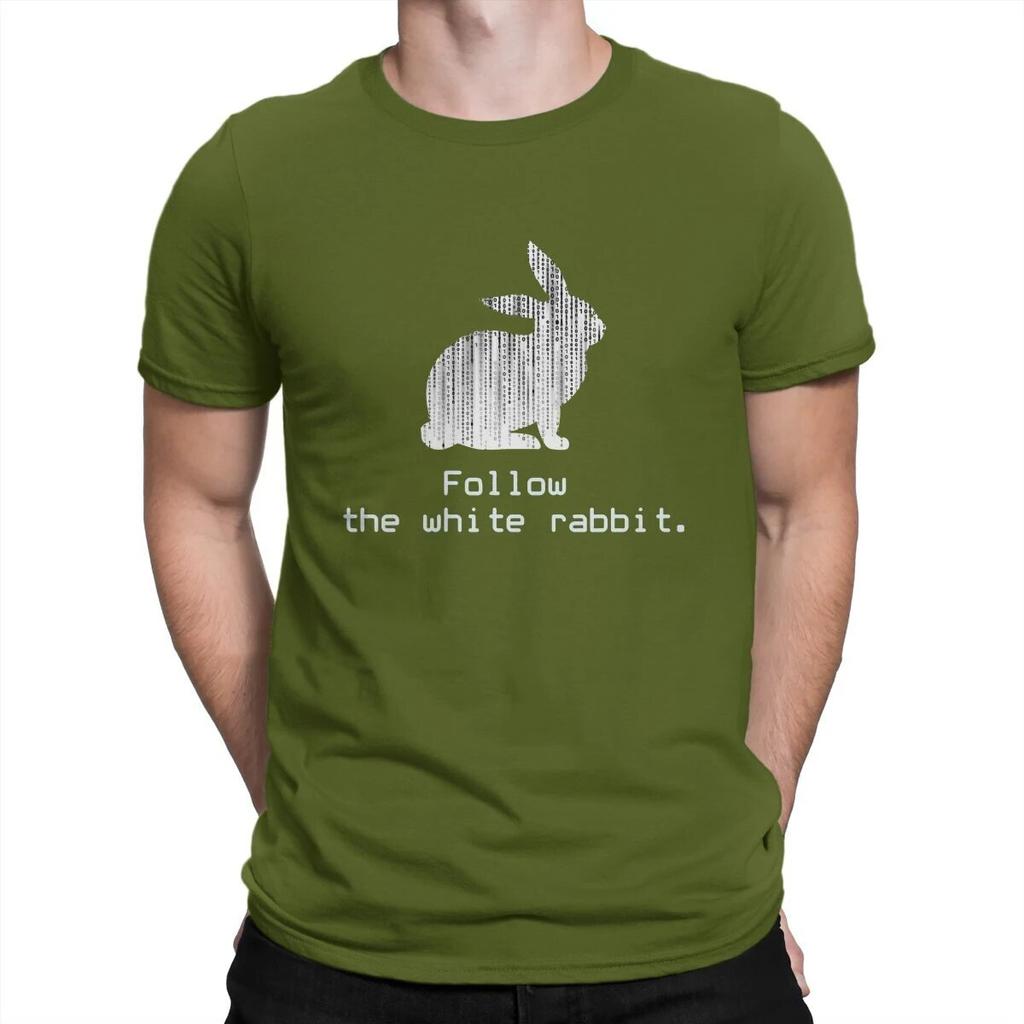 Футболка The Matrix Neo Film Follow the white Rabbit1 унисекс Ofertas, большая футболка с круглым вырезом, хлопковые повседневные топы, уличная одежда в стиле Харадзюку