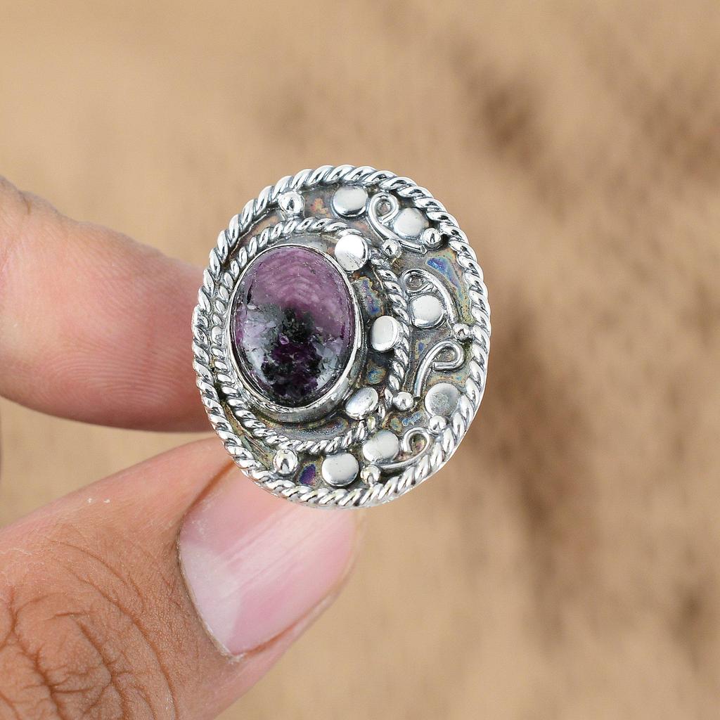 Натуральный камень Звездный Рубин 925 Серебро Мультикамень Регулируемое кольцо для женщин