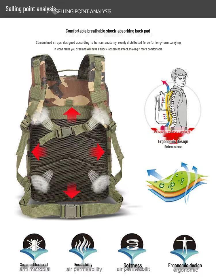 45 л Камуфляжный Тактический Спортивный Рюкзак для Альпинизма: Рюкзак штурмовой 3P большой вместимости