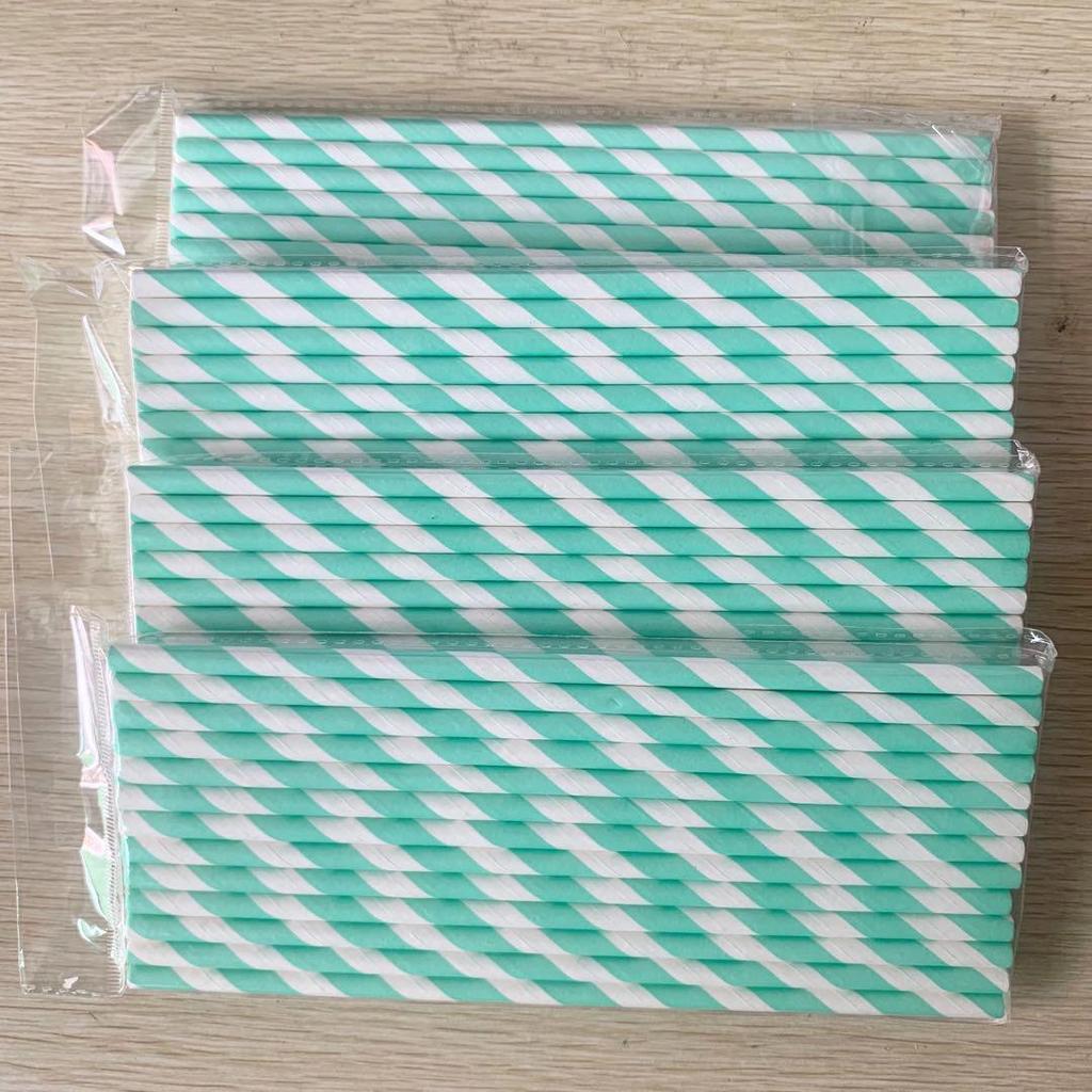Individually Wrapped Biodegradable Striped Paper Straws