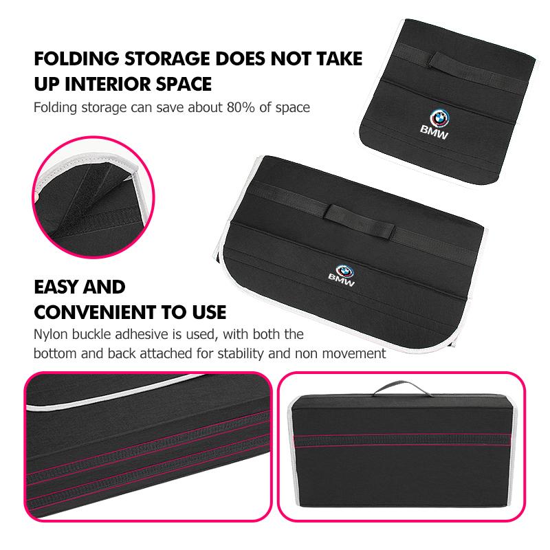 Car Trunk Organizer Large Capacity Storage Folding Box Auto Accessories For BMW G01 G02 F15 F16 G05 G06 G07 F07 G30 G32 F40 F44 SU5