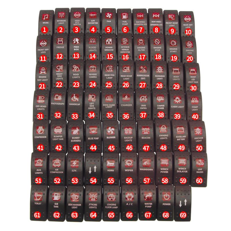 12V 24V Car Boat Caravan Rocker Switches Waterproof Rocker Switch Dual Red LED Light Bar Rocker Reverse Rear Light Switch