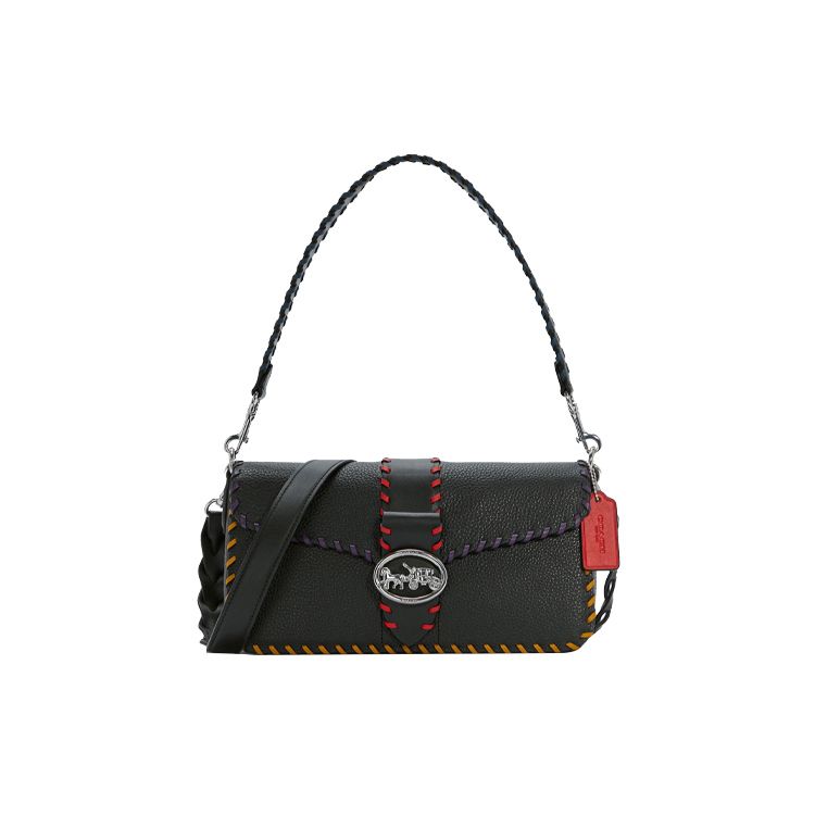 Coach Georgie 27 Solid Color Color Block Stitching Flap Crossbody Bag Women Shoulder Bag Black C5790-SVA47