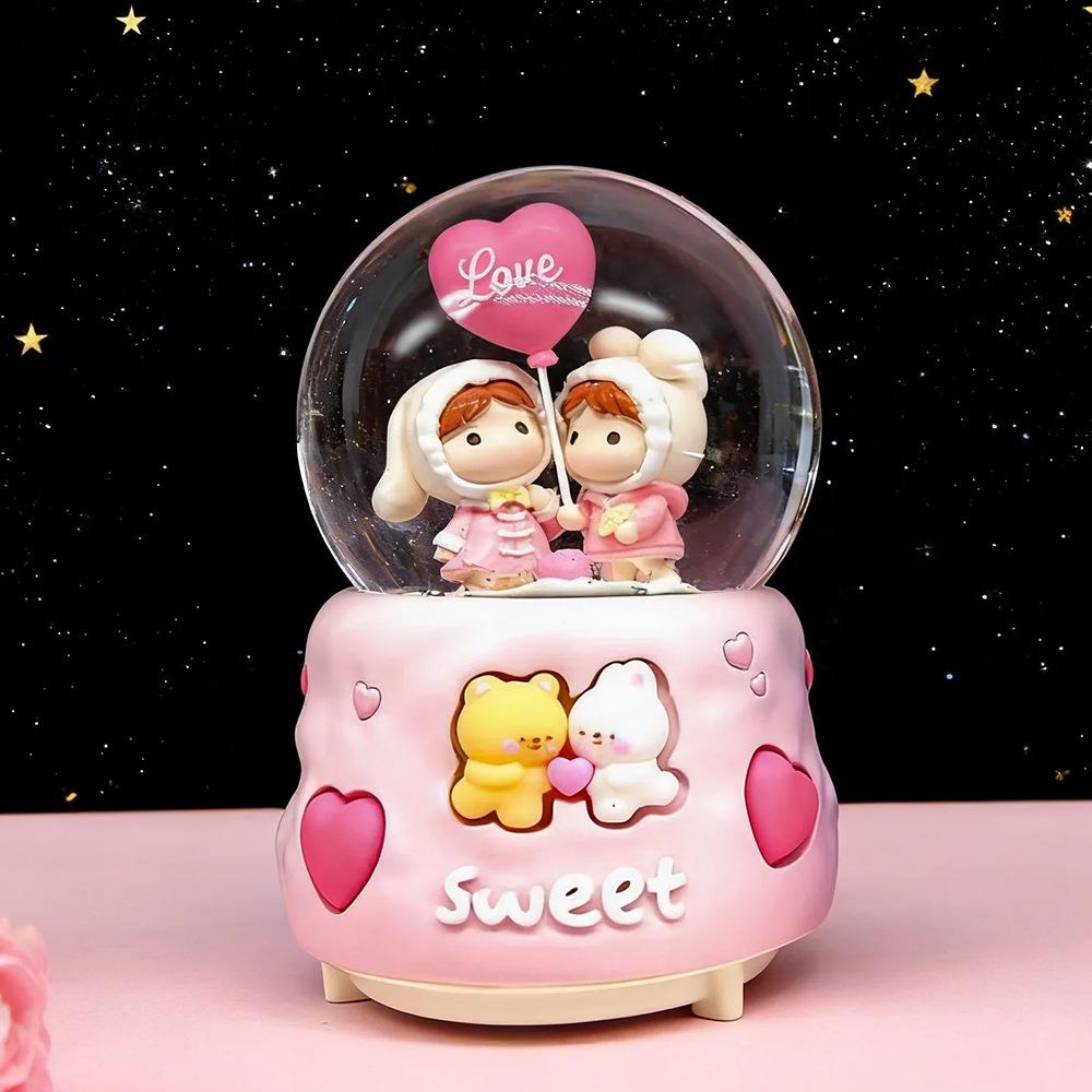Dreamy Unicorn Crystal Ball Luminous Music Box - Snowflake Gift for Best Friend, Creative Qixi Present