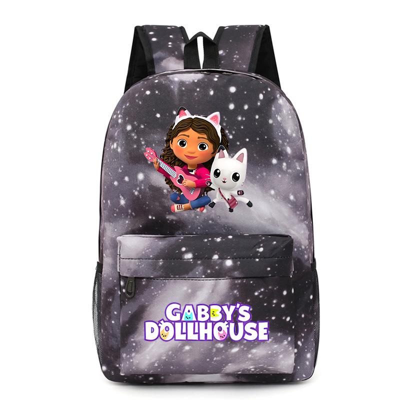 Gabby's Dollhouse Print Backpack for Kids Cartoon School Bag Lightweight Casual Daypack 11 inch Purple
