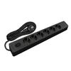 SELDUR G6TH22S Power Strip, 6 Type F Sockets + Switch, USB A+C Fast Charge 20W, Black, 2m Cable