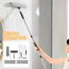 Window Squeegee Multi-function Window Cleaner Tool with 57/89inch Extension Flexible Window Pole Detachable Microfiber Scrubber
