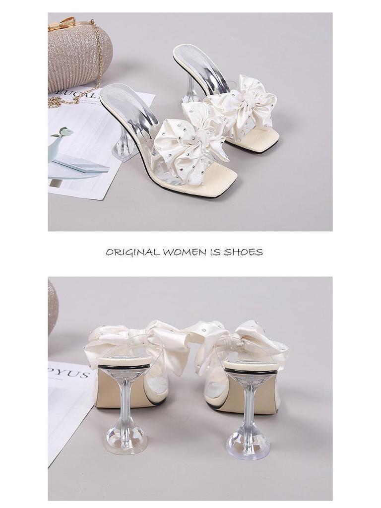 Туфли-шпильки с милым бантом в стиле феи: Женские корейские сандалии лето 2023
